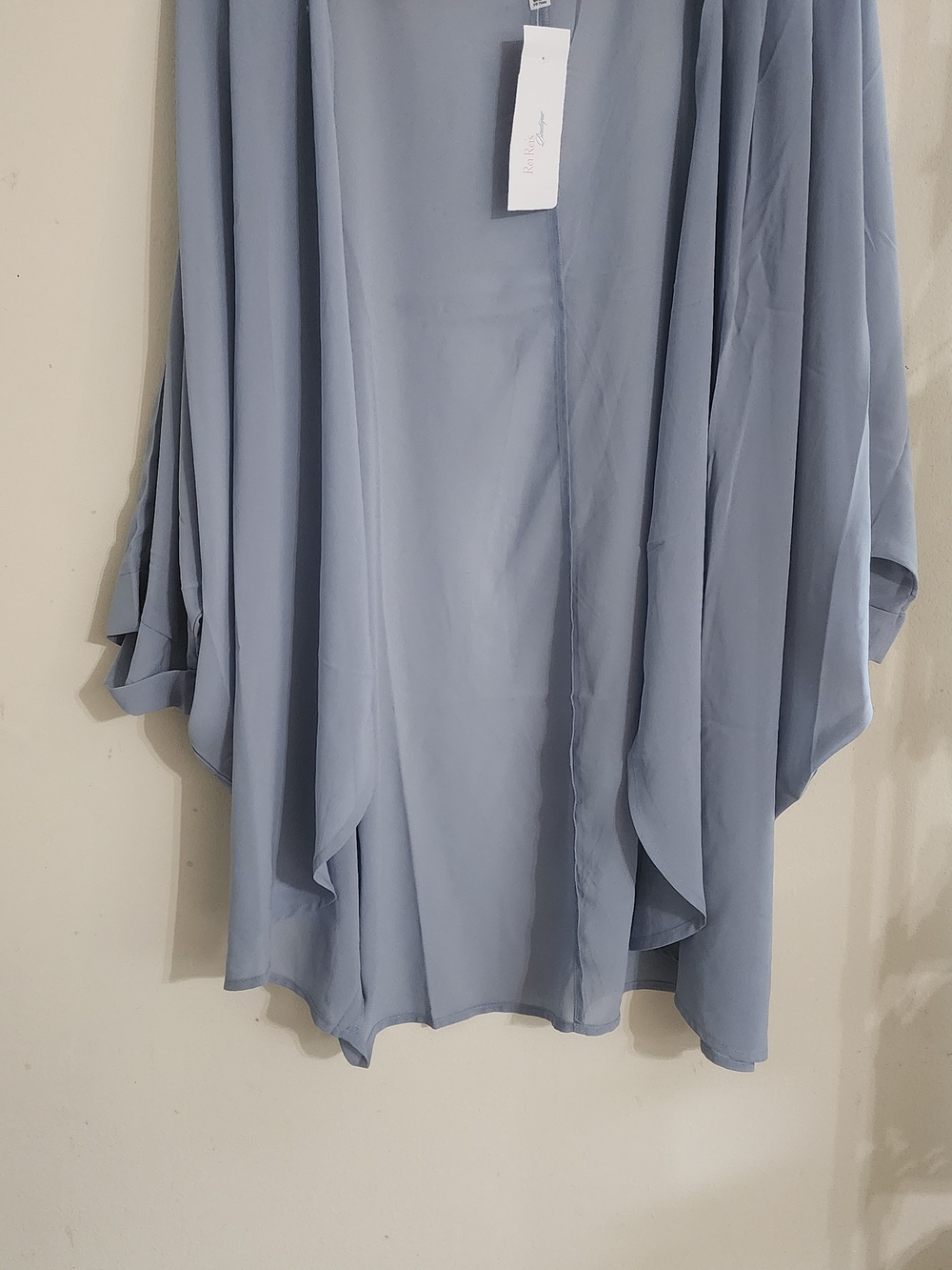 Light Blue Draped Chiffon Kimono Cardigan